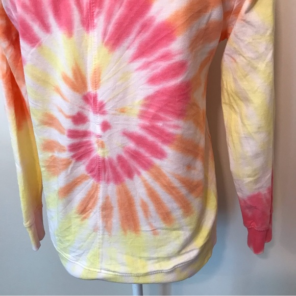Anthro Jane & Delancey Tie Dye Long Sleeve Crewneck Sweatshirt Orange Yellow XS - Picture 7 of 10